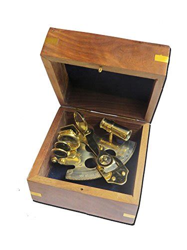 4 captain brass sextant with hardwood wooden box masterbasser