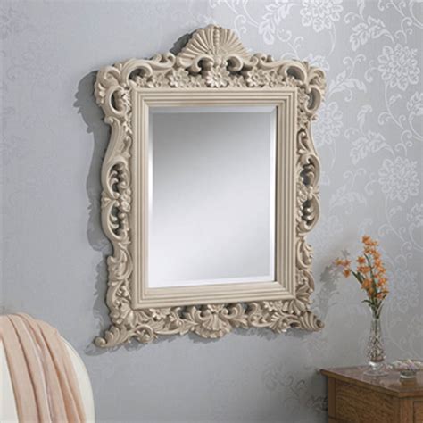 Decorative Antique French Style Ivory Ornate Wall Mirror Hd365