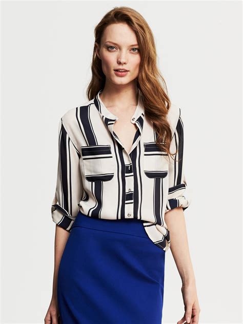 Banana Republic Bold Stripe Blouse Classic Navy In Natural Lyst