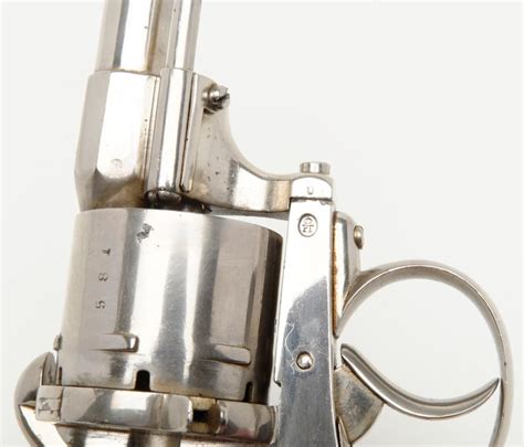 European Double Action Large Frame Nickel Plated Pinfire Revolver Circa