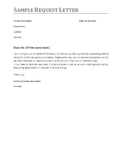 Request Letter Template Free Word Templates