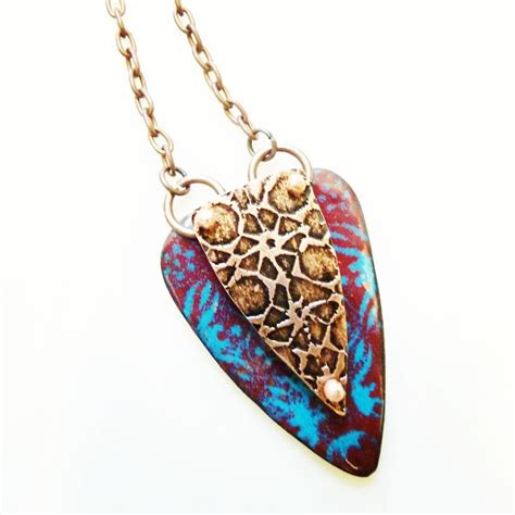 Another Etched Enameled And Riveted Necklace With My Favorite Color