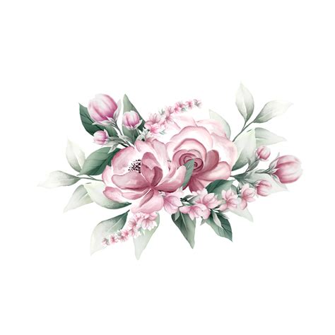 Bouquet Of Pink Watercolor Flowers 13855188 Png