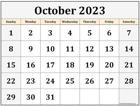 October 2023 Calendar Free Printable Calendar October 2023 Calendar