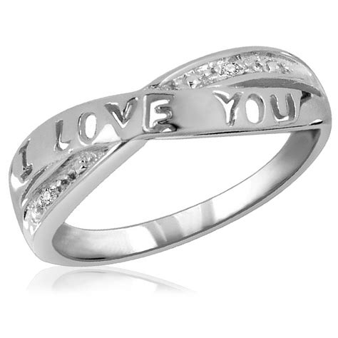 Jewelersclub 0925 Sterling Silver Accent White Diamond I Love You Ring
