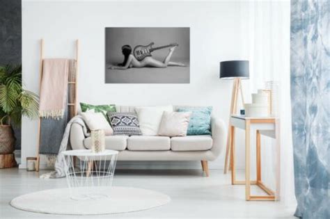 Sexy Woman With Guitar Naked Nude Canvas Wall Art Picture Print Ebay