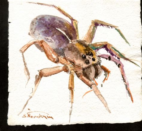 Spider Painting Original Watercolor Art