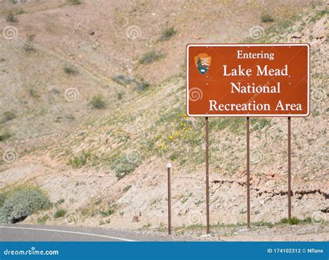 Lake Mead National Recreation Area Sign Near The Arizona Nevada Boarder