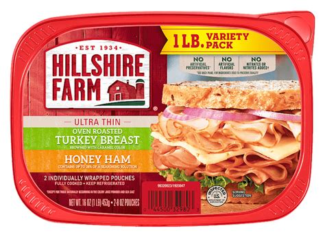 ultra thin oven roasted turkey breast and honey ham variety pack hillshire farm® brand