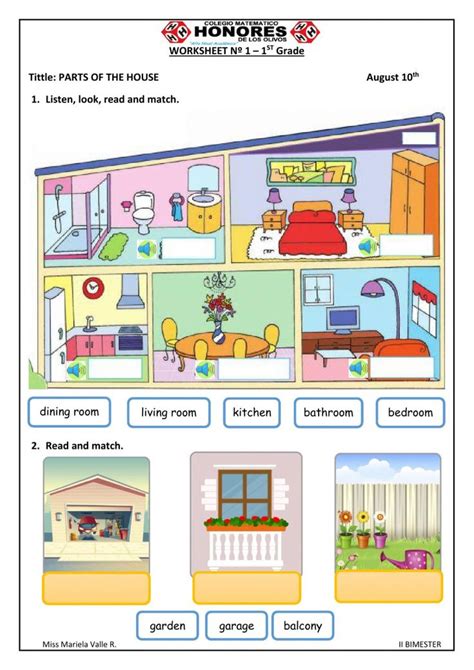 Parts Of The House Worksheet For First Grade