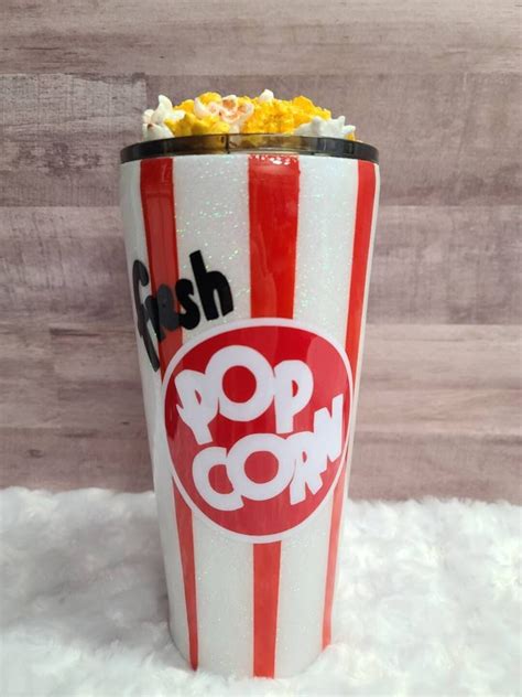 Popcorn Tumbler With Fake Popcorn On Top Movie Theater Fun Etsy