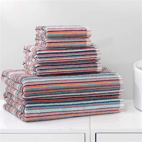 Truly Lou Striped Towel Sets For Bathroom Decorative Multi Color