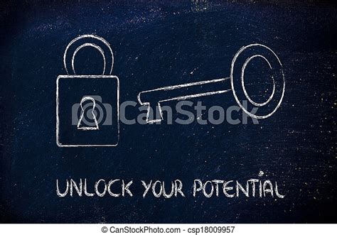 Conceptual Design With Key And Lock Unlock Your Potential Canstock