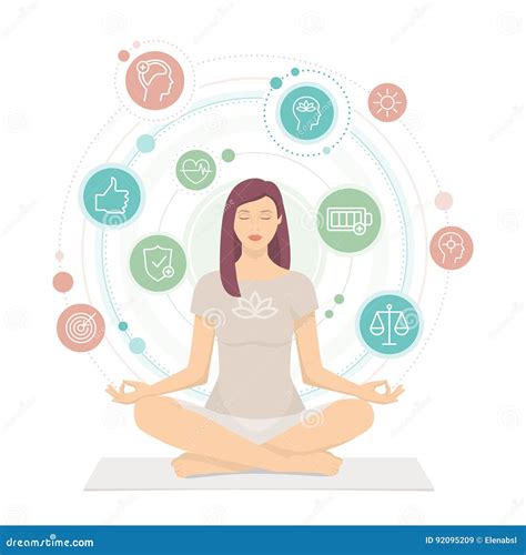 Woman Practicing Mindfulness Meditation Stock Vector Illustration Of