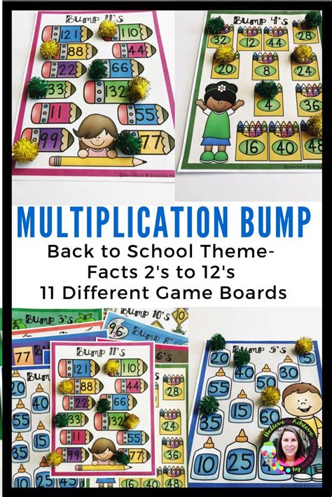 Back To School Multiplication Bump Games Back To School Math Bump