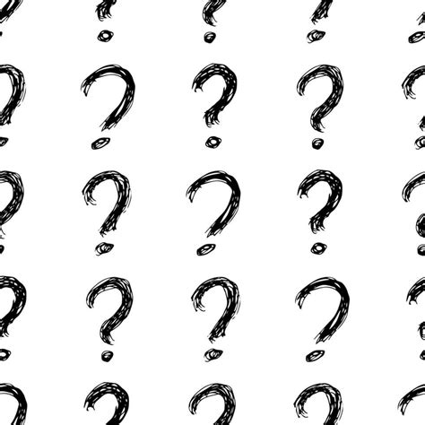 Seamless Pattern With Hand Drawn Question Mark Symbol Black Sketch
