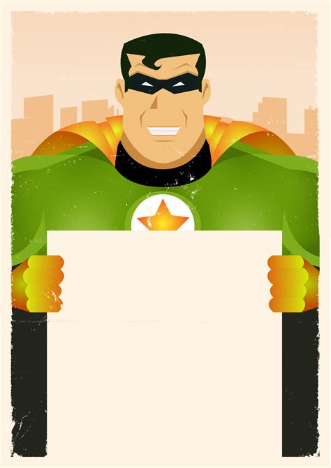Comic Super Hero Holding Sign 262682 Vector Art At Vecteezy