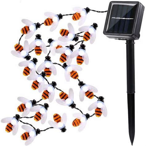 Solar Power Bee Shape Fairy String Light 30 Cute Honeybee Led Lights