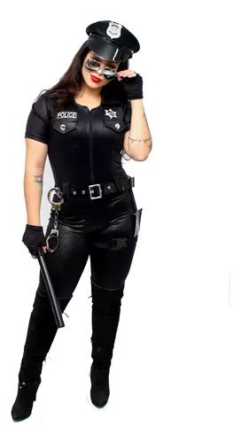 Fantasia Feminina Policial Luxuosa Macac O Completa