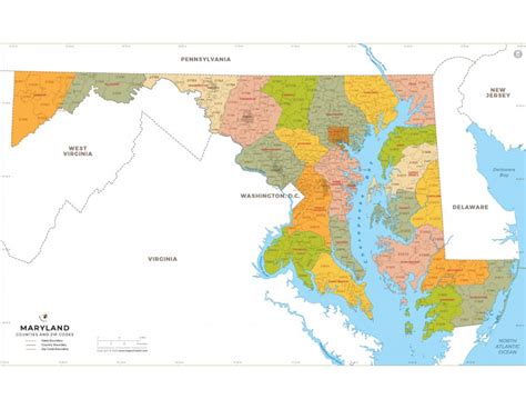 Buy Maryland Zip Code Map With Counties Online