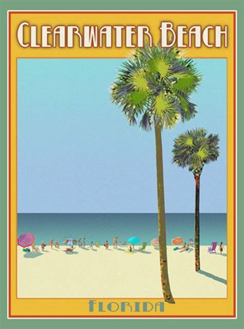 Clearwater Florida Vintage Art Deco Style Travel Poster By Aurelio