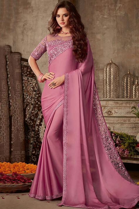 Buy Pink Designer Silk Saree Online Like A Diva