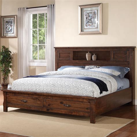 Restoration Rustic King Bed With 2 Drawer Storage Footboard By Legends
