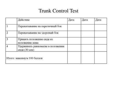 Trunk Control Test With Diagrams