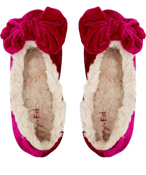 Ruby And Ed Pink Velvet Bow Ballerina Slippers Nightwear Uk Ballerina Slippers