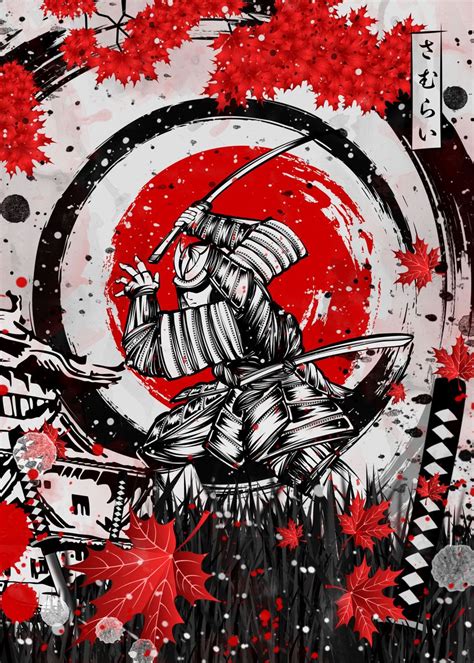 Samurai Japan Poster Picture Metal Print Paint By Faissal Thomas