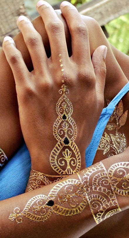 Gold Mehndi Tattoo Metallic Tattoo Temporary Henna Metal Tattoo