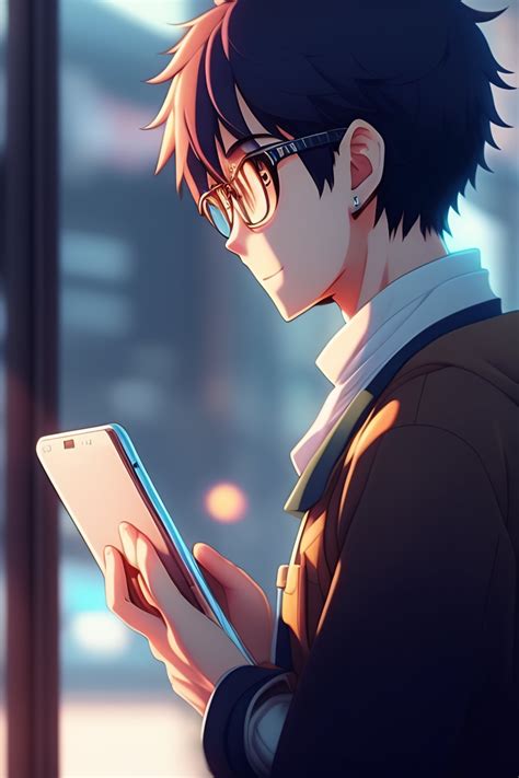 Lexica A Nerdy Anime Boy Is Using The Phone Scrolling In Instagram