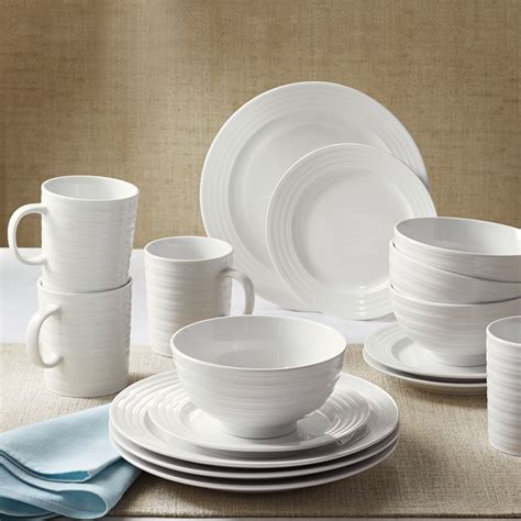 Better Homes And Gardens 16 Piece Porcelain Textured Edge Dinnerware Set