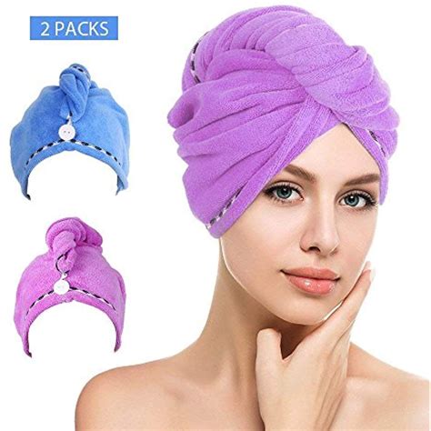 Htovila Hair Turban Microfiber Hair Towel Hair Drying Wrap Towel Fast