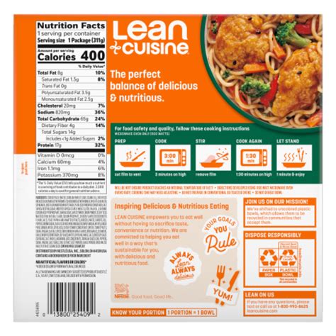 Lean Cuisine Bowls Sesame Chicken Frozen Meal 11 Oz Foods Co