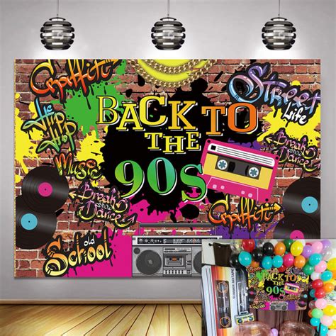 Back To The 90s Backdrop Hip Hop Graffiti Brick Wall Retro Fashion