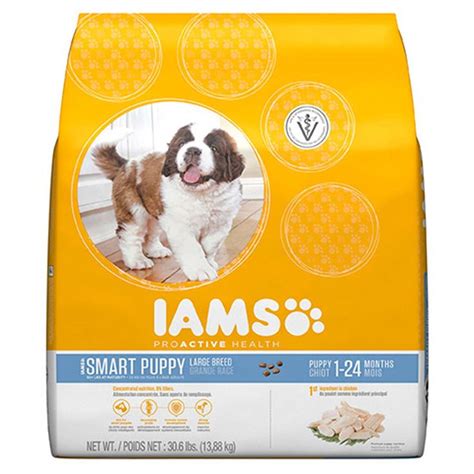 This grain free puppy food has no corn, wheat, or soy. Iams ProActive Health Smart Puppy with Real Chicken Large ...