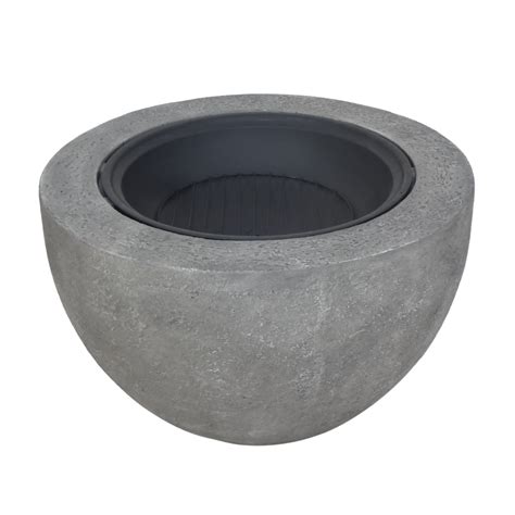 Outdoor 32 Wood Burning Light Weight Concrete Round Fire Pit Grey