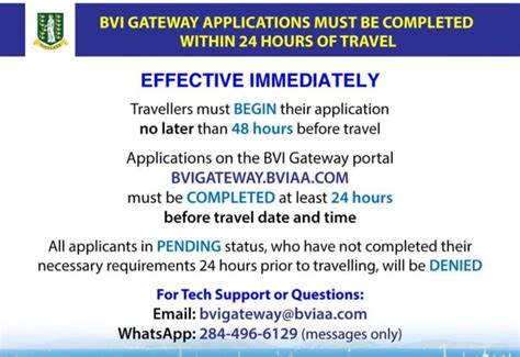 Bvi Gateway Applications Must Now Be Completed Within 24hrs Of Travel