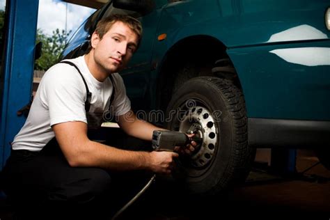 Mechanic Fixing Auto In Car Service Stock Photo Image Of Broken