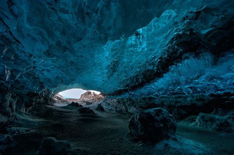 Beautiful Ice Cavern Caves Caverns Seacoast Ice Nature Hd