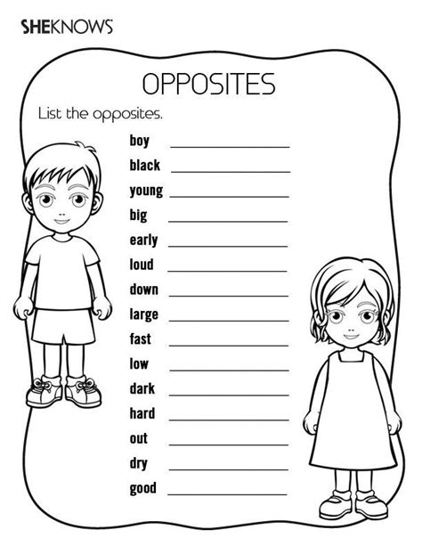 Opposites Coloring Page Free Coloring Home