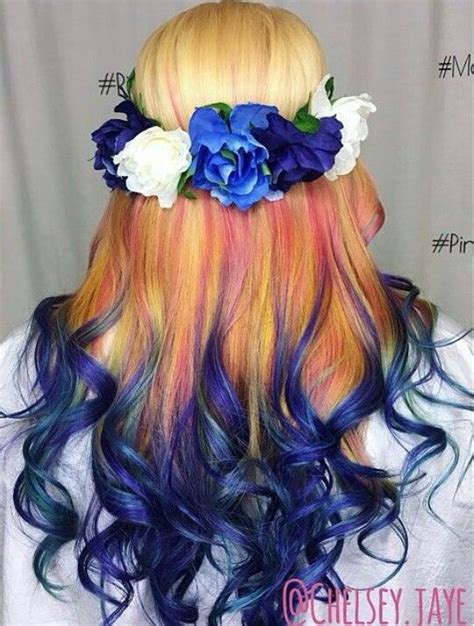 Blonde Blue Ombre Dyed Hair Colorful Hair Pinterest