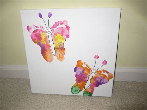 Diy Footprint Butterflies Handprint Art Footprint Crafts Baby Crafts