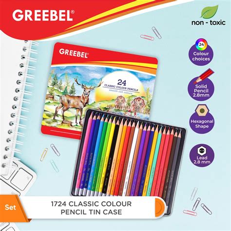 Greebel 1724 Classic Colour Pencil Tin Case 24 Warna Greebel