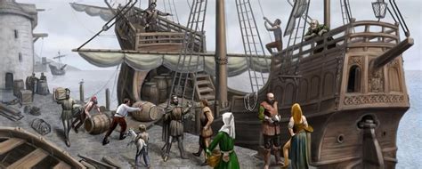 Merchant Ship Scene By Dashinvaine On Deviantart Fantasy Background