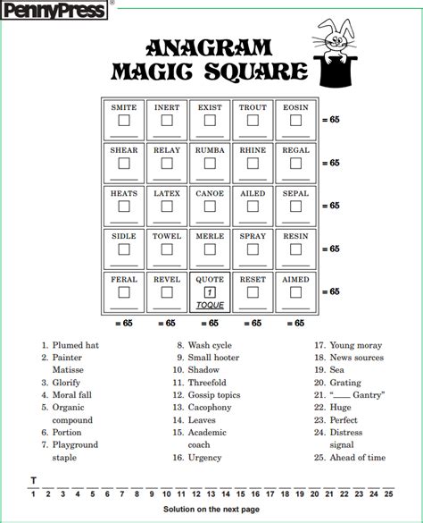 Free Anagram Magic Square Printable Printable Templates