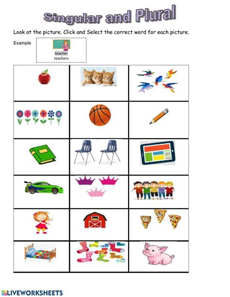 Singular And Plural Noun First Grade Worksheet Live Worksheets