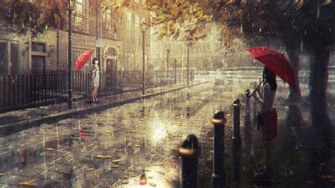 Anime Girl Raining Umbrella 4k 221 Wallpaper