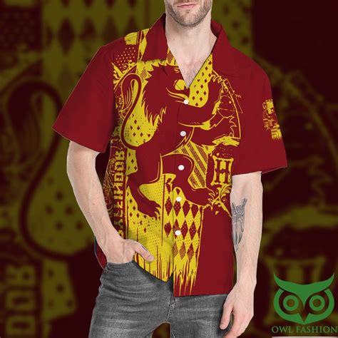3d Harry Potter Gryffindor Yellow Lion Red Hawaiian Shirt Meteew